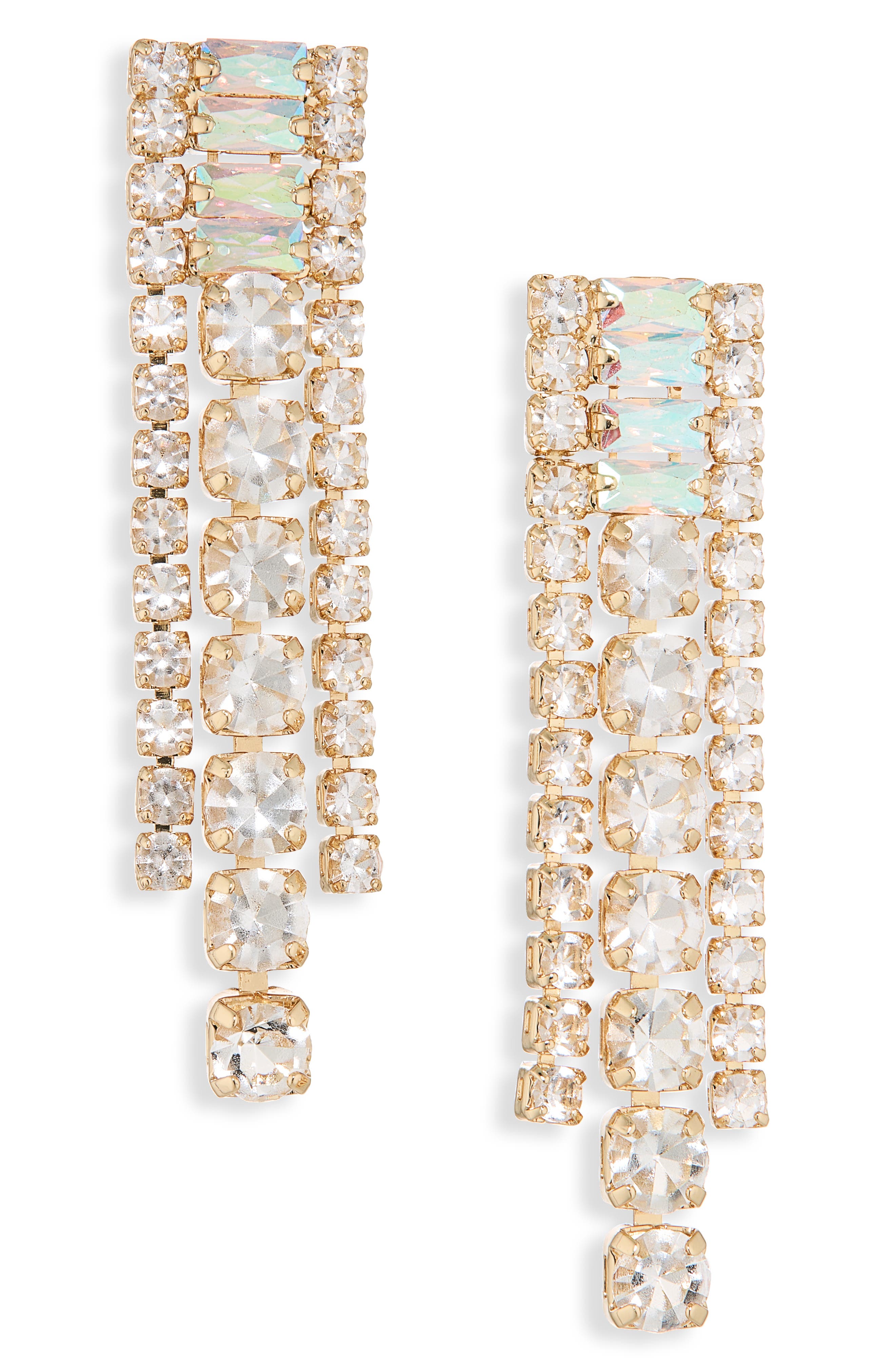 Rhinestone Fringe Linear Earrings