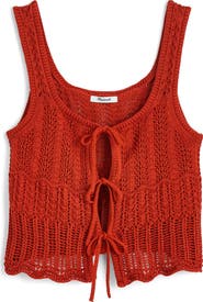 Madewell Pointelle Stitch Tie Front Sweater Tank