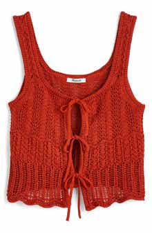 Madewell Pointelle Stitch Tie Front Sweater Tank