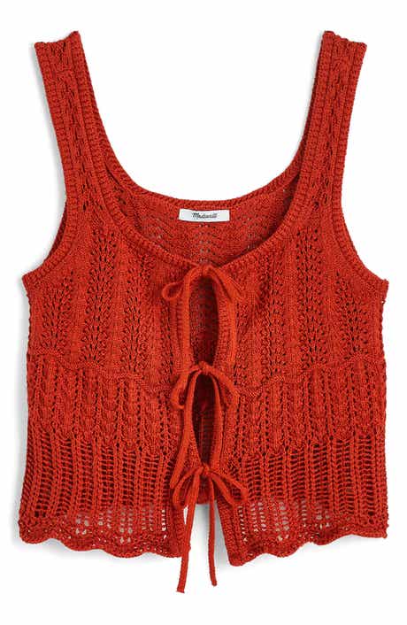 Madewell Pointelle Stitch Tie Front Sweater Tank