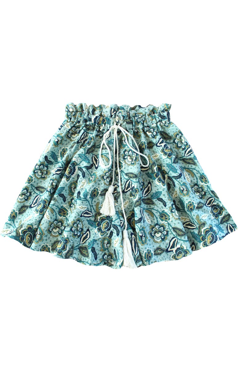 BRUNNA.CO Sekar Floral Skort | High-Waisted Cotton Skirt Shorts, Main, color, Blue