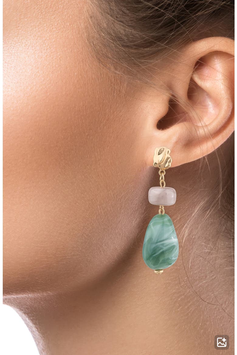 Tiered Drop Earrings (Nordstrom Exclusive), Alternate, color, GREEN/ GOLD
