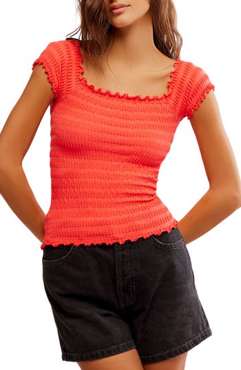 Free People Pucker Up Seamless T-shirt In Red