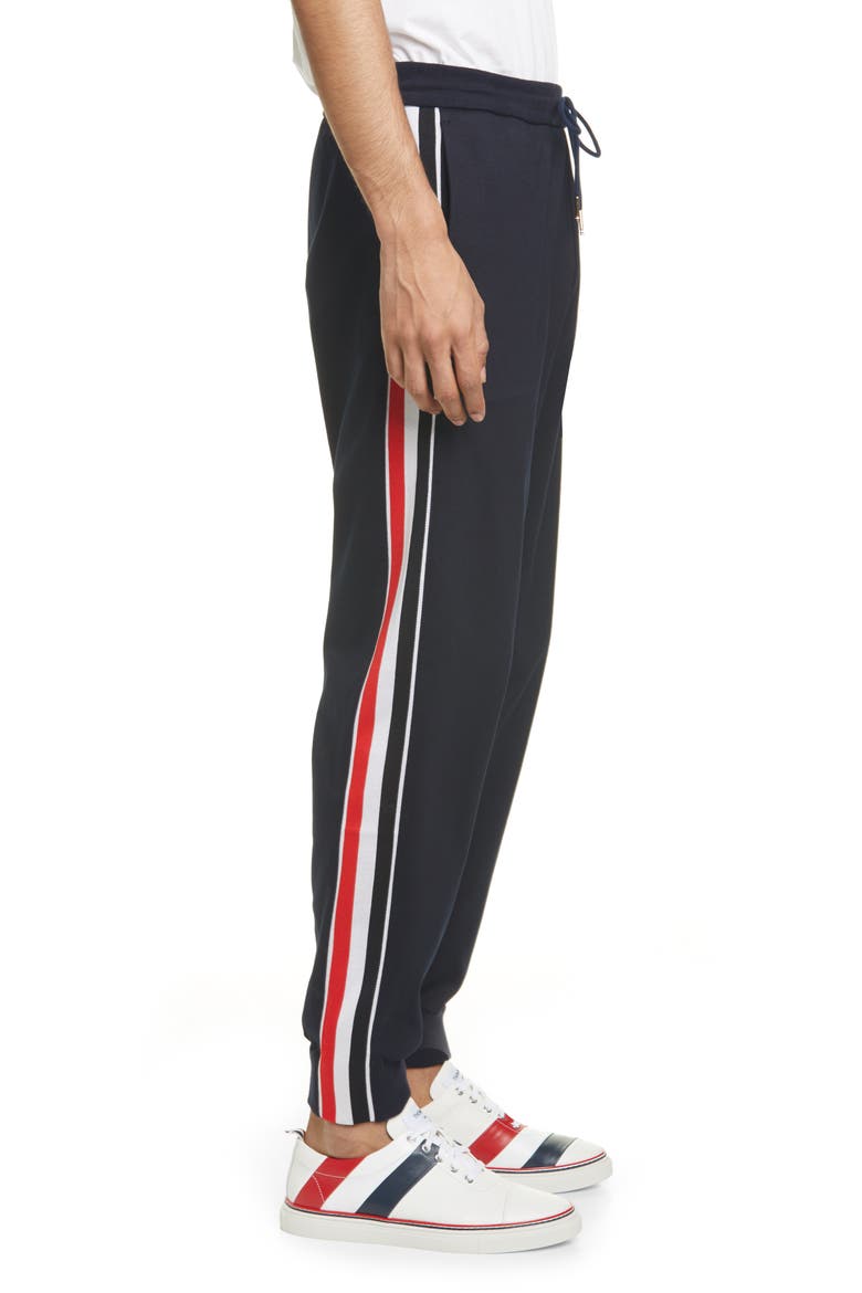Rib Stripe Sweatpants, Alternate, color, NAVY