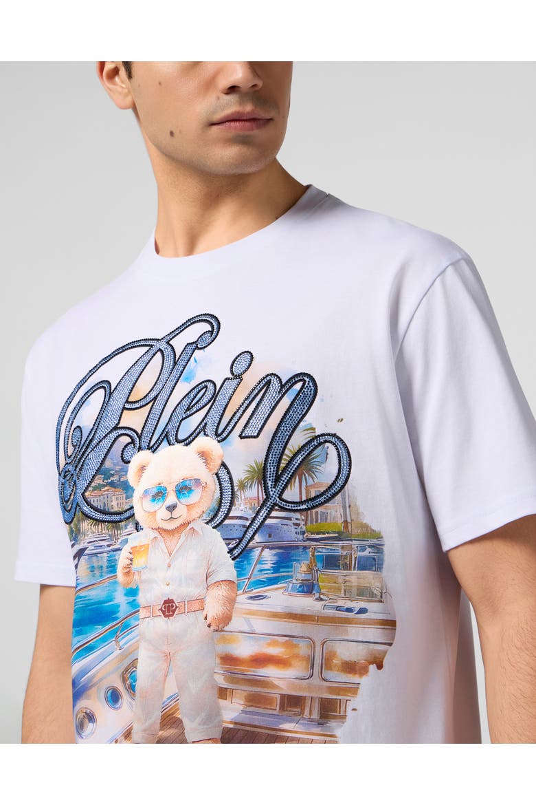 Round Neck T-Shirt Teddy Yachting Men, Alternate, color, white