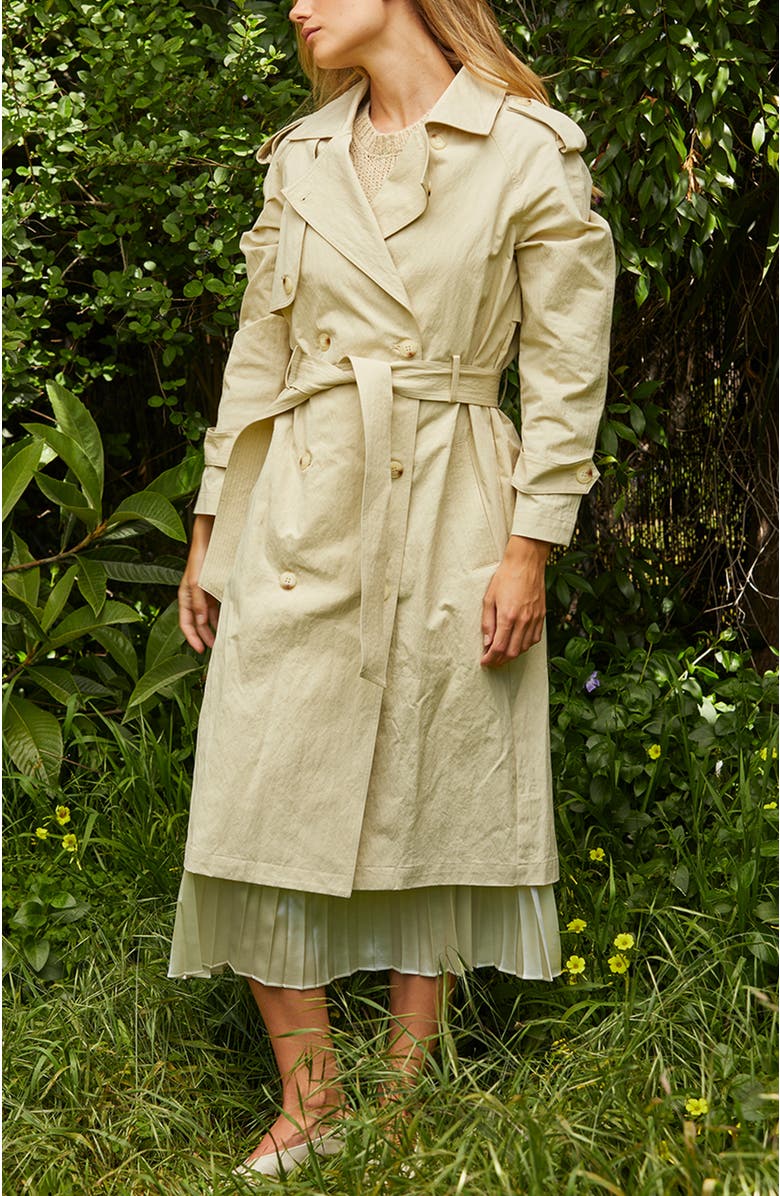 CRESCENT Crushed Trench Coat, Alternate, color, Beige