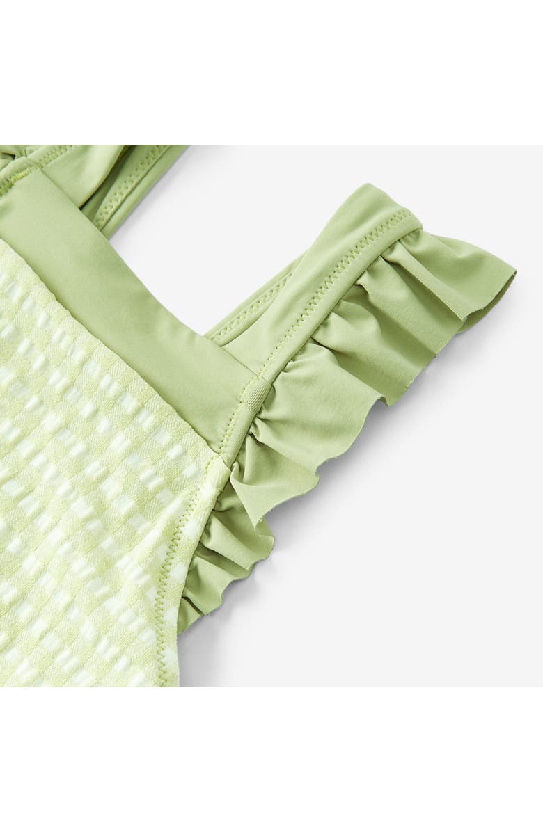 Milkbarn Ruffle Square Neck Swimsuit, Alternate, color, Green Gingham