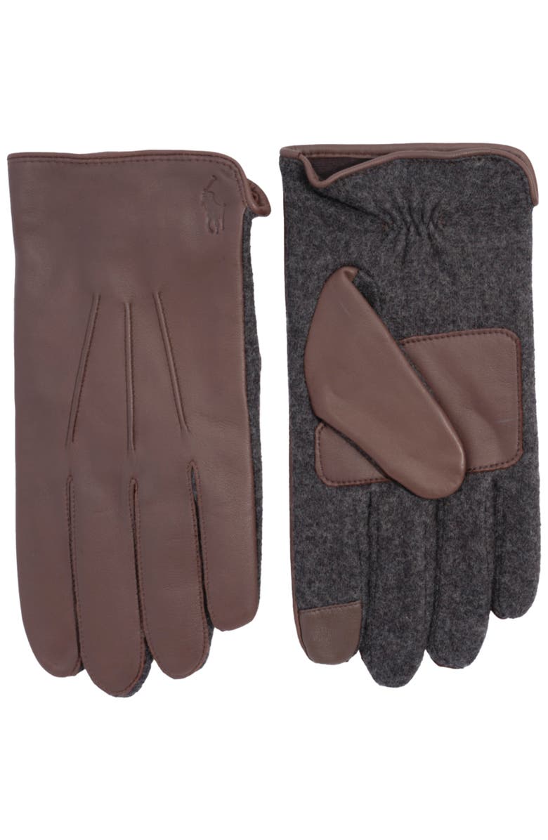 Polo Ralph Lauren Nappa Hybrid Touch Glove, Alternate, color, Dark Brown/Charcoal