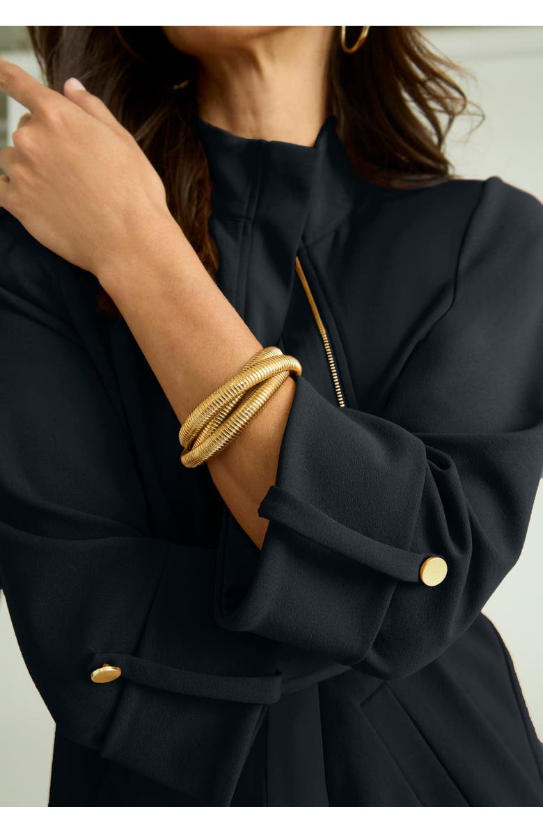 Jessica London Knit Crepe Winged Collar Set, Alternate, color, Black