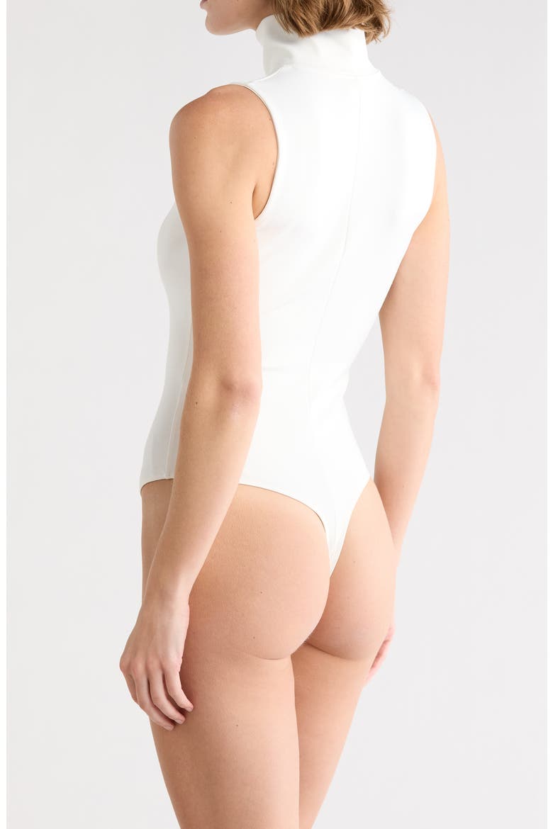 Stand Collar Sleeveless Scuba Bodysuit, Alternate, color, WHITE001