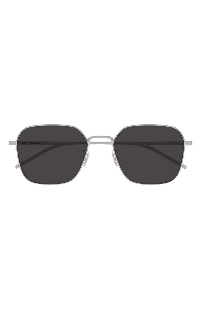 Bottega Veneta 55mm Square Sunglasses, Main, color, Silver