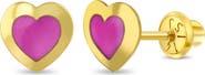 In Season Jewelry 14k Enamel Heart Girl Earrings