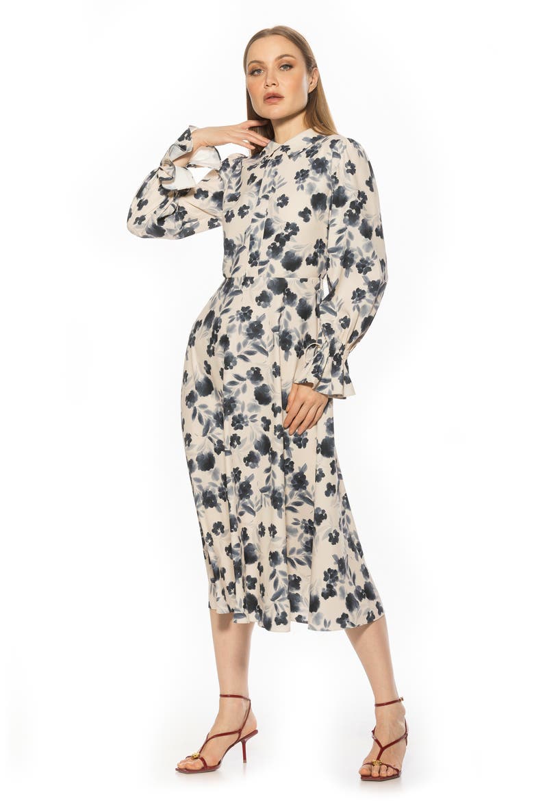 Lana Fit & Flare Midi Dress, Alternate, color, WATERCOLOR FLORAL