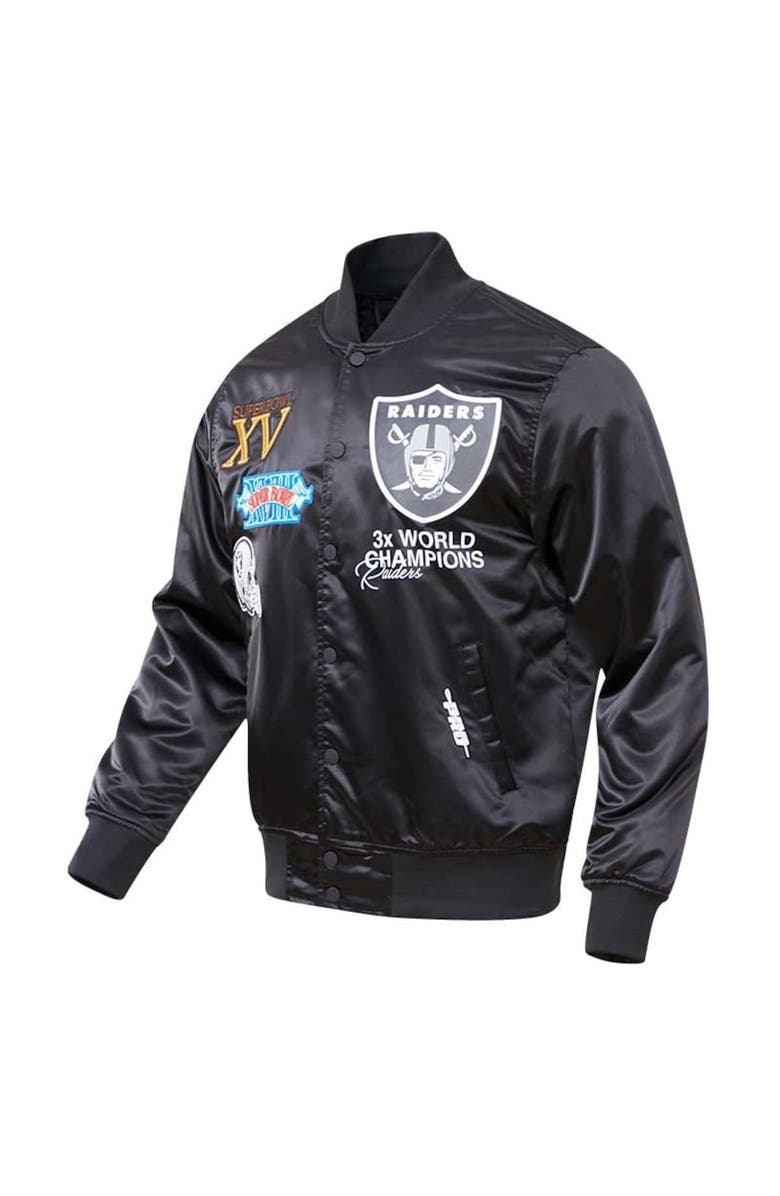 PRO STANDARD Men's Pro Standard Black Las Vegas Raiders Championship Satin Full-Snap Varsity Jacket, Alternate, color,