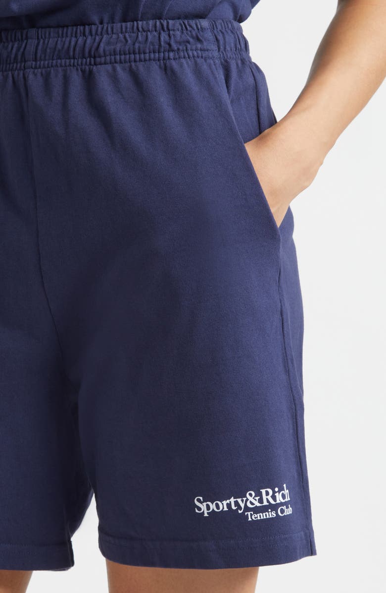Sporty & Rich Gender Inclusive Play Tennis Gym Shorts, Alternate, color, Dark Navy