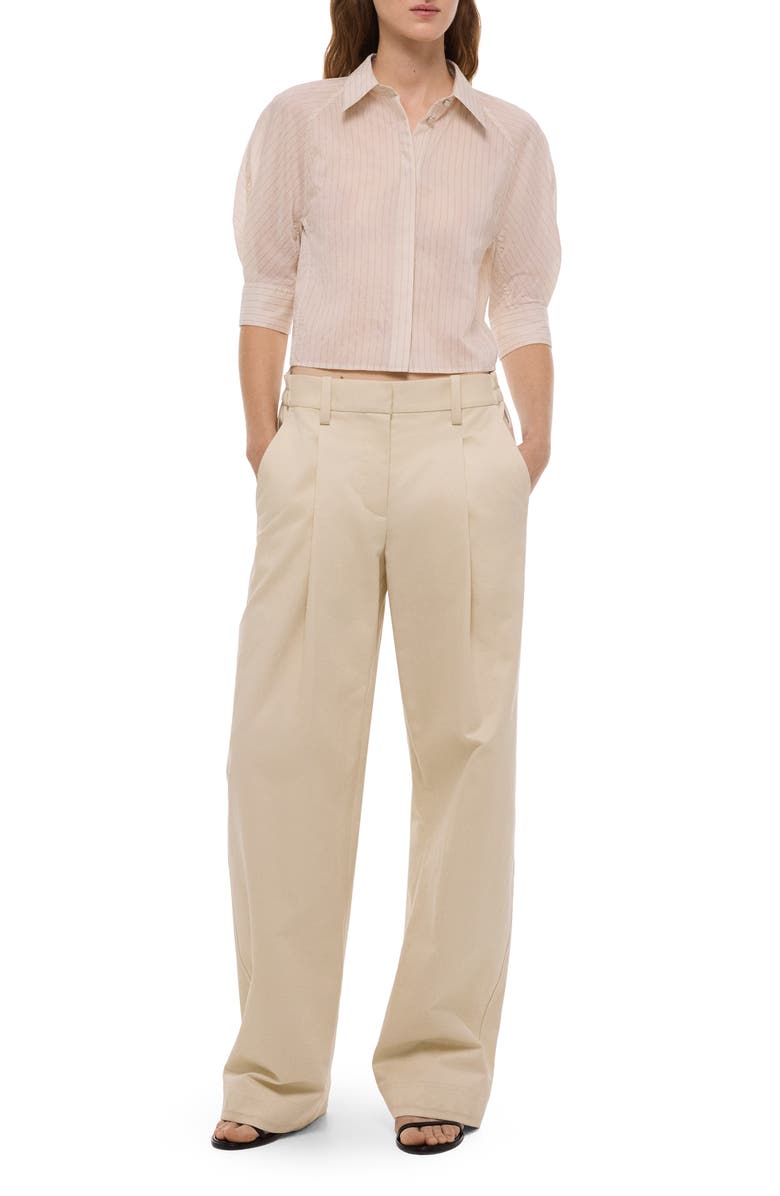 Helmut Lang Semi-Sheer Stripe Button-Up Crop Top, Alternate, color, 