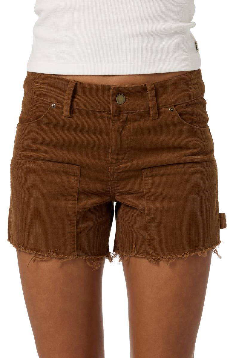 O'Neill OG Harlyn Fray Denim Shorts, Alternate, color, Toffee