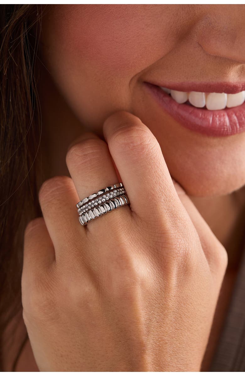 Alex and Ani Multi Textured Stacking Ring Set of 3, Alternate, color, Silver