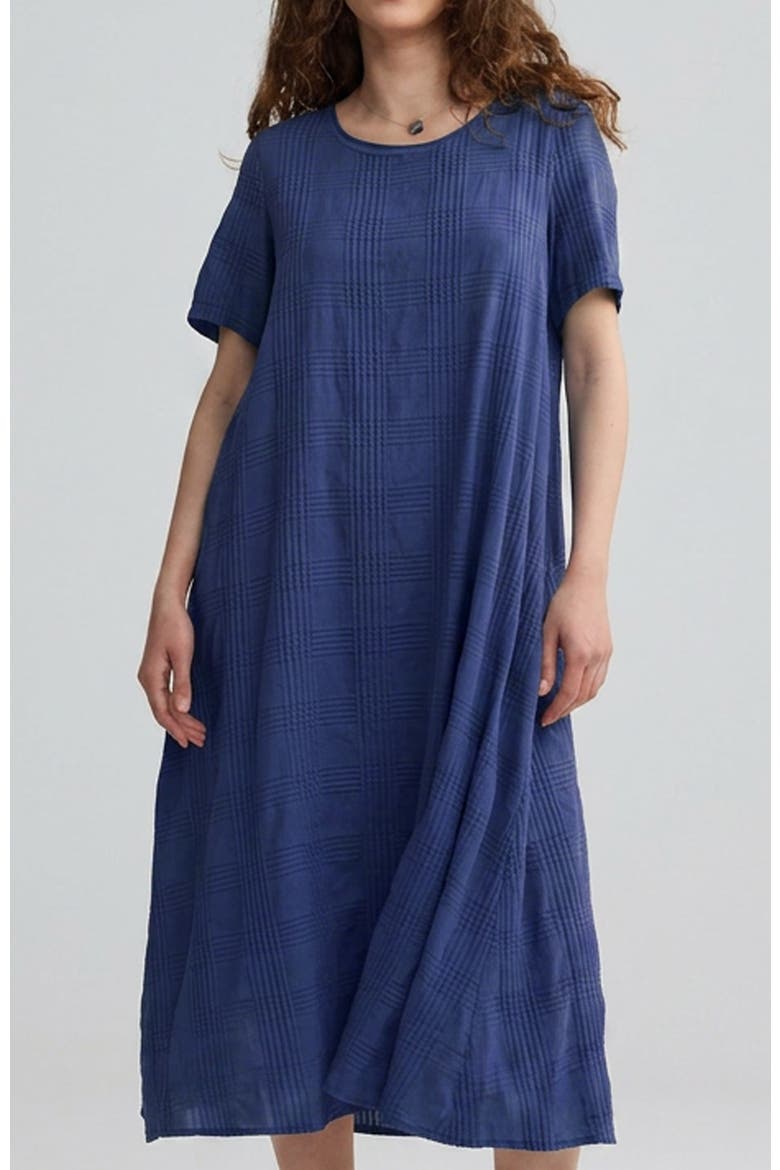 Calla Check-embroidered Dress, Main, color, Navy