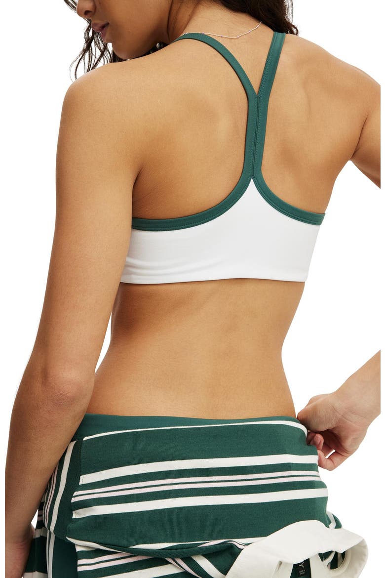 Women's Active Ultra Soft Contrast T Bar Crop, Alternate, color, White Bistro Green