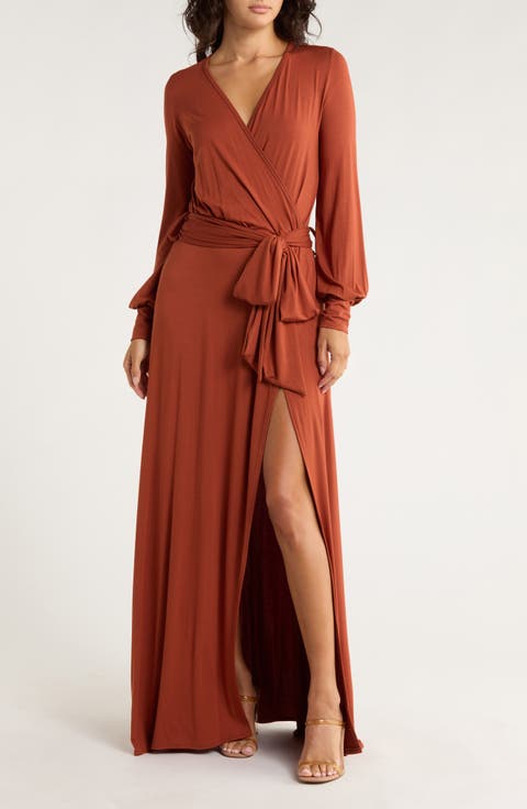 Long Sleeve Maxi Wrap Dress