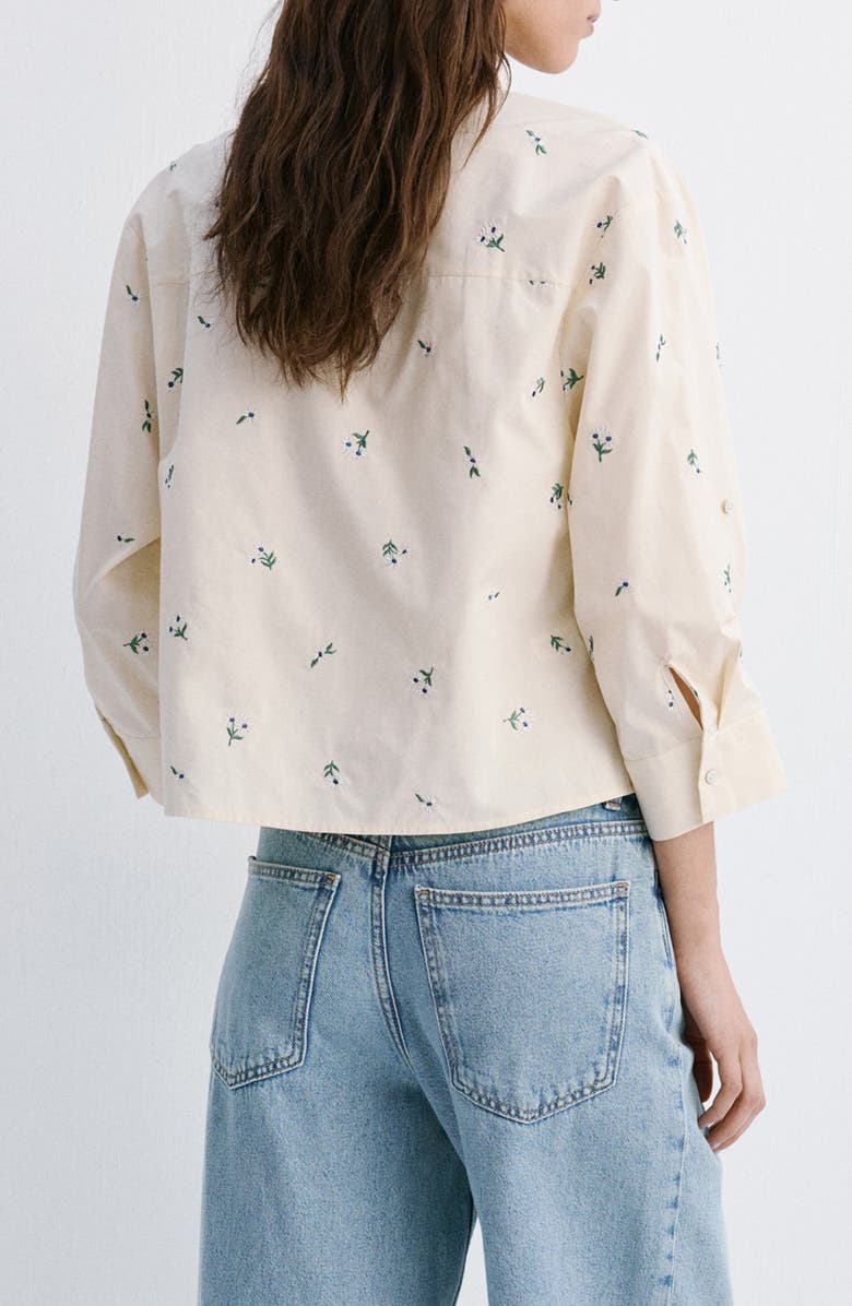 MANGO Ditsy Floral Embroidered Button-Up Cotton Shirt, Alternate, color,
