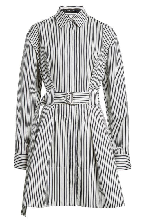 PROENZA SCHOULER PROENZA SCHOULER VIOLA STRIPE LONG SLEEVE BELTED SHIRTDRESS 