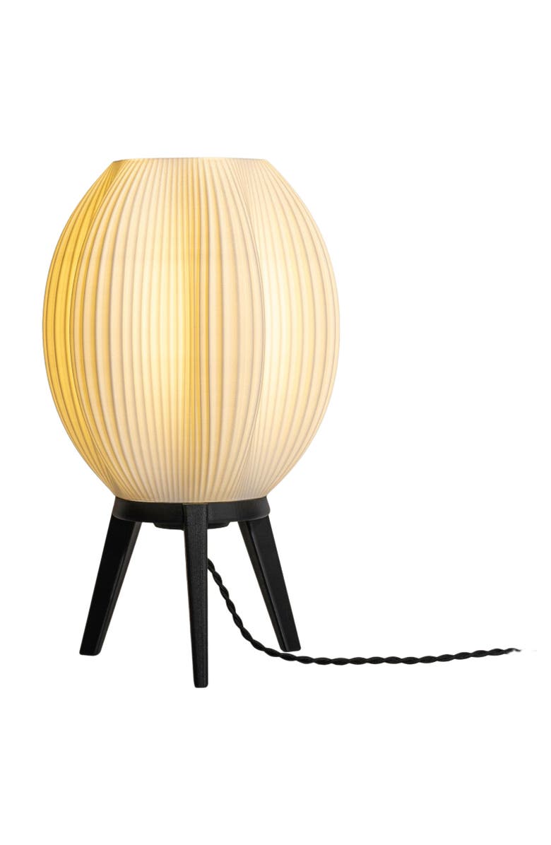 JONATHAN Y Wavy 16.5" Modern Contemporary Plant-Based PLA 3D Printed Dimmable LED Table Lamp, Main, color, White/Black