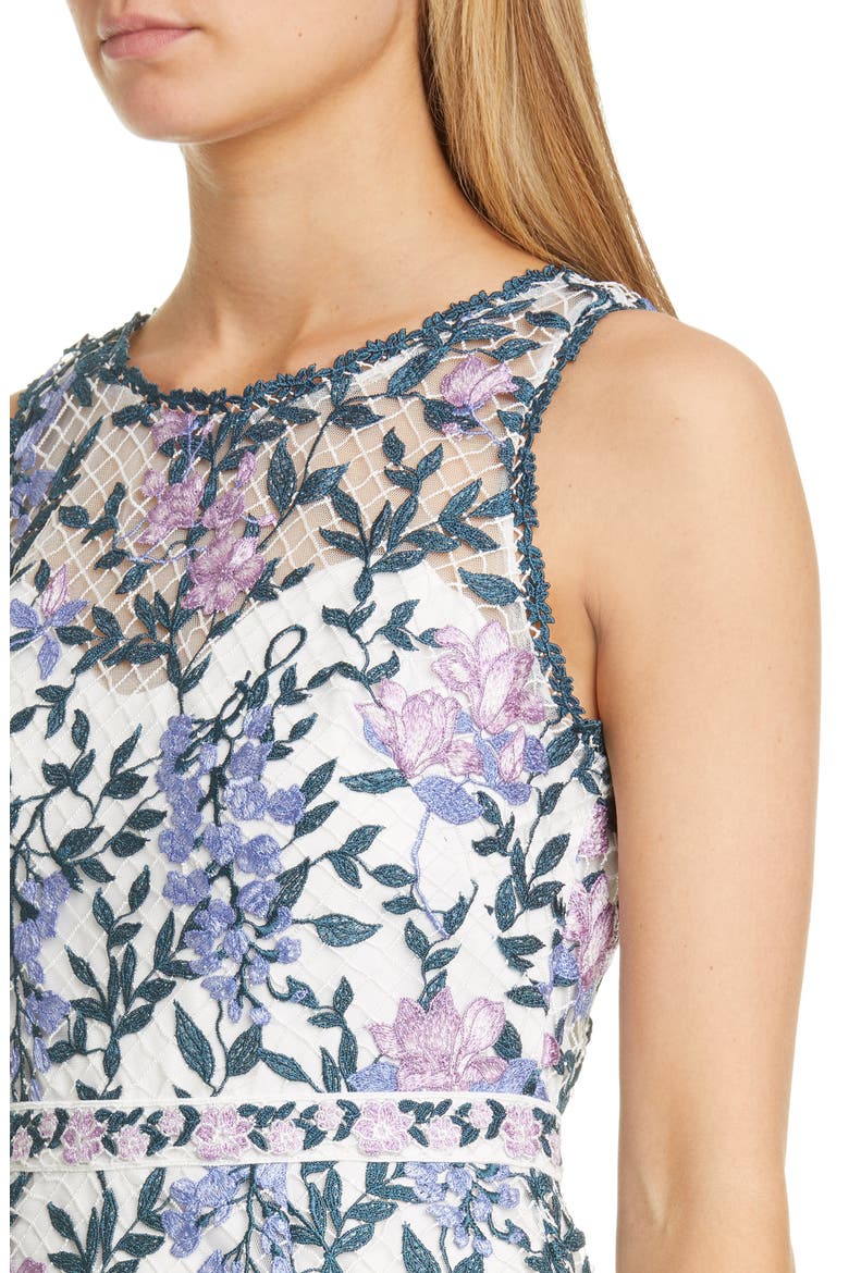 Floral Embroidery Midi Dress, Alternate, color, IVORY/ TEAL