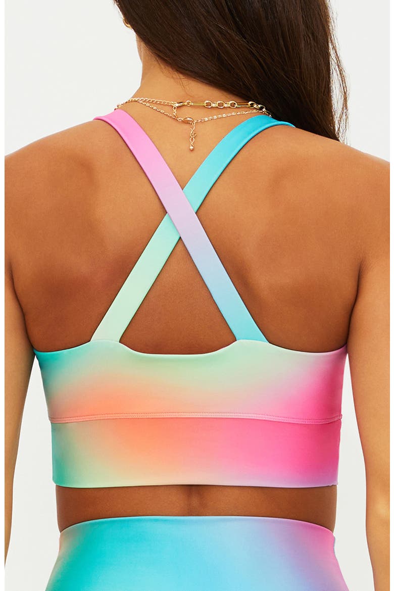Mindy Ruched Racerback Sports Bra, Alternate, color, STRAWBERRY MULTI