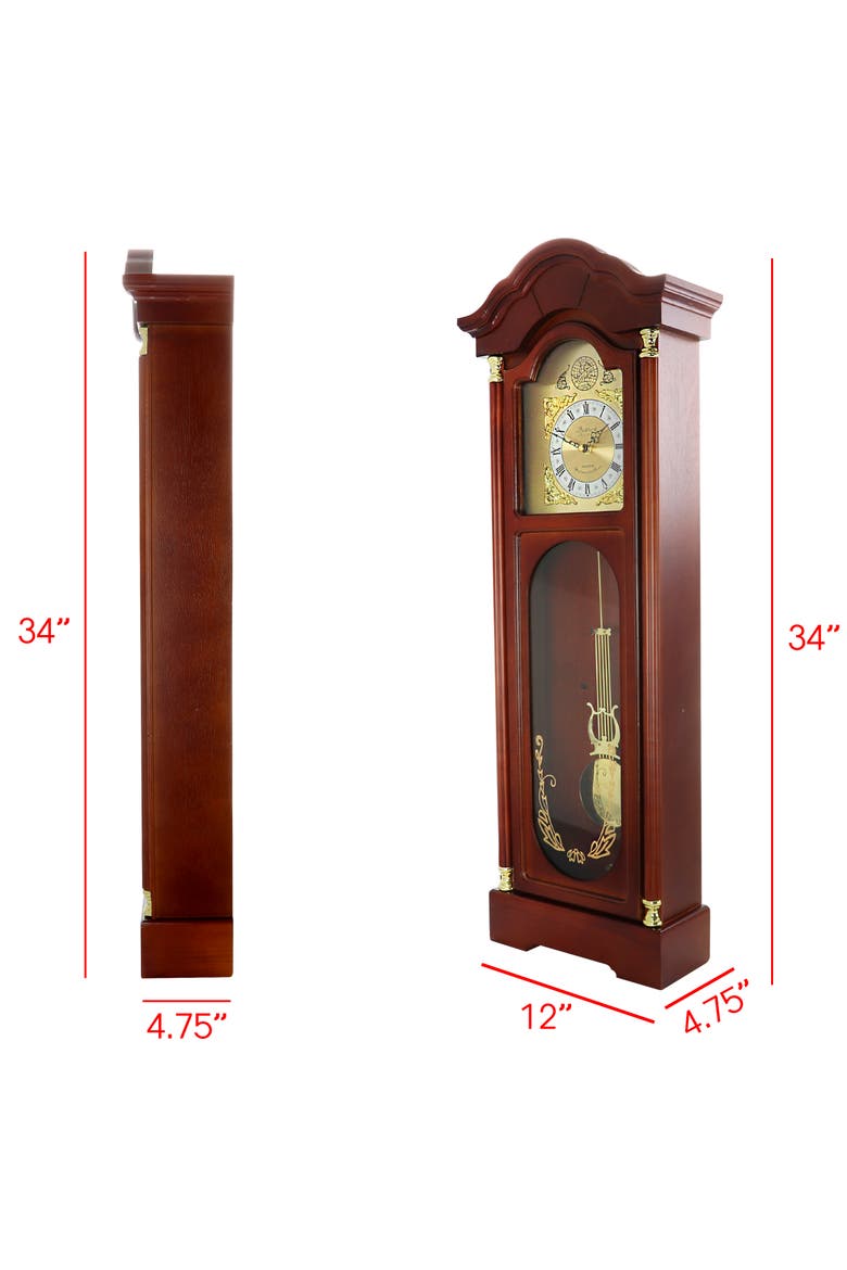 33in Chiming Pendulum Wall Clock, Alternate, color, Cherry Oak
