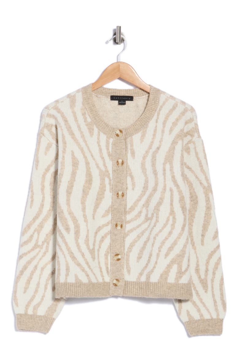 Crewneck Cardigan, Main, color, SCONE WHITE ZEBRA