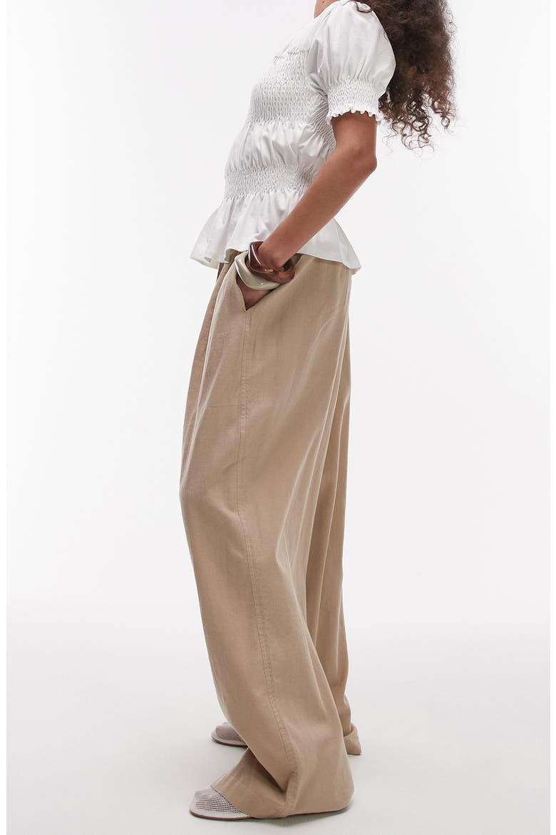 Linen Blend Drawstring Pants, Alternate, color, STONE