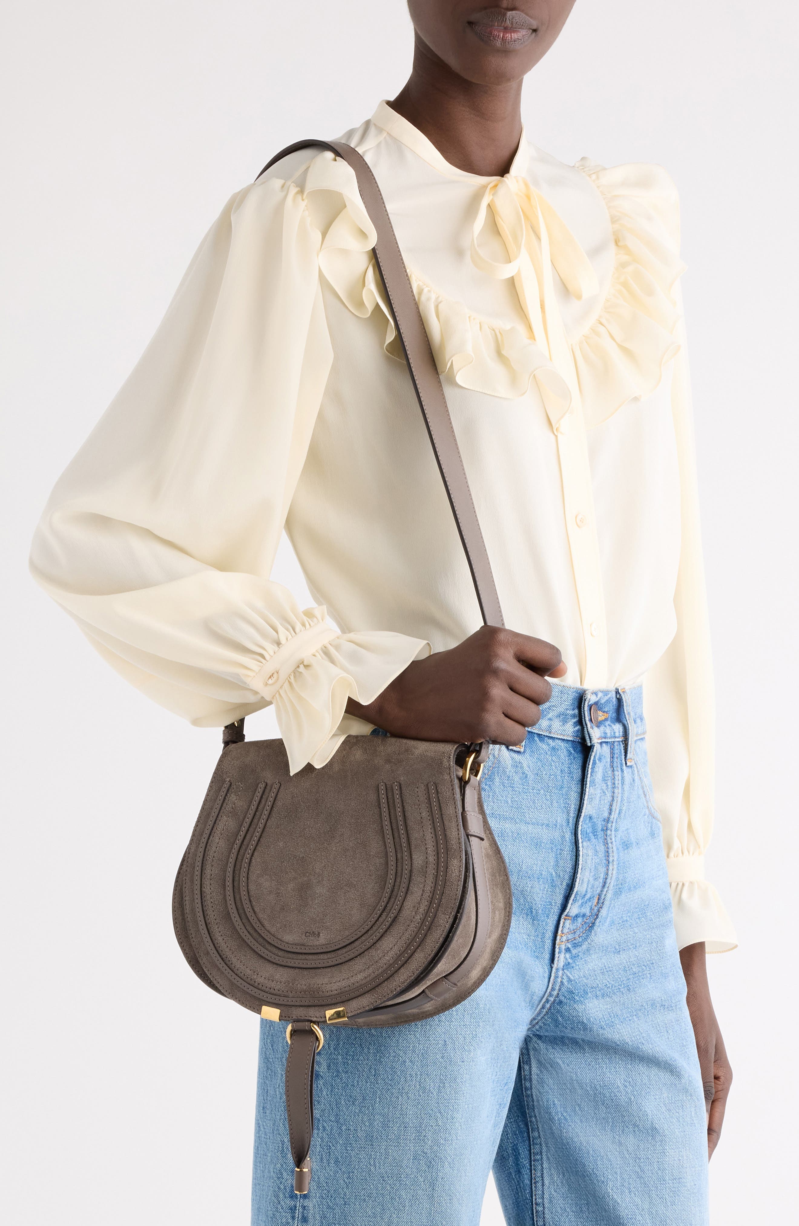 Marcie Suede Crossbody Bag, Alternate, color, NICKEL GREY