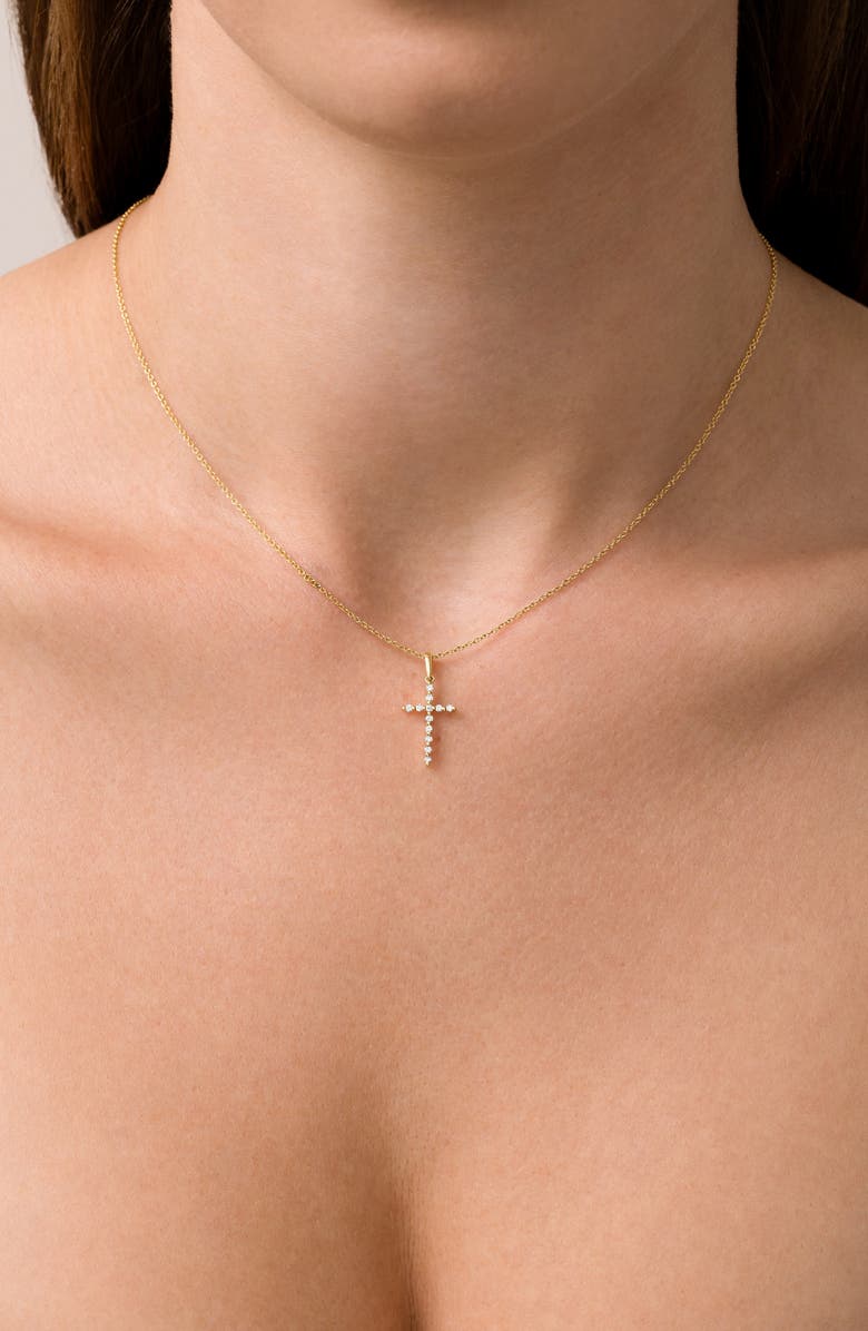 Bony Levy Diamond Cross Pendant Necklace, Alternate, color, Yellow Gold/ Diamond