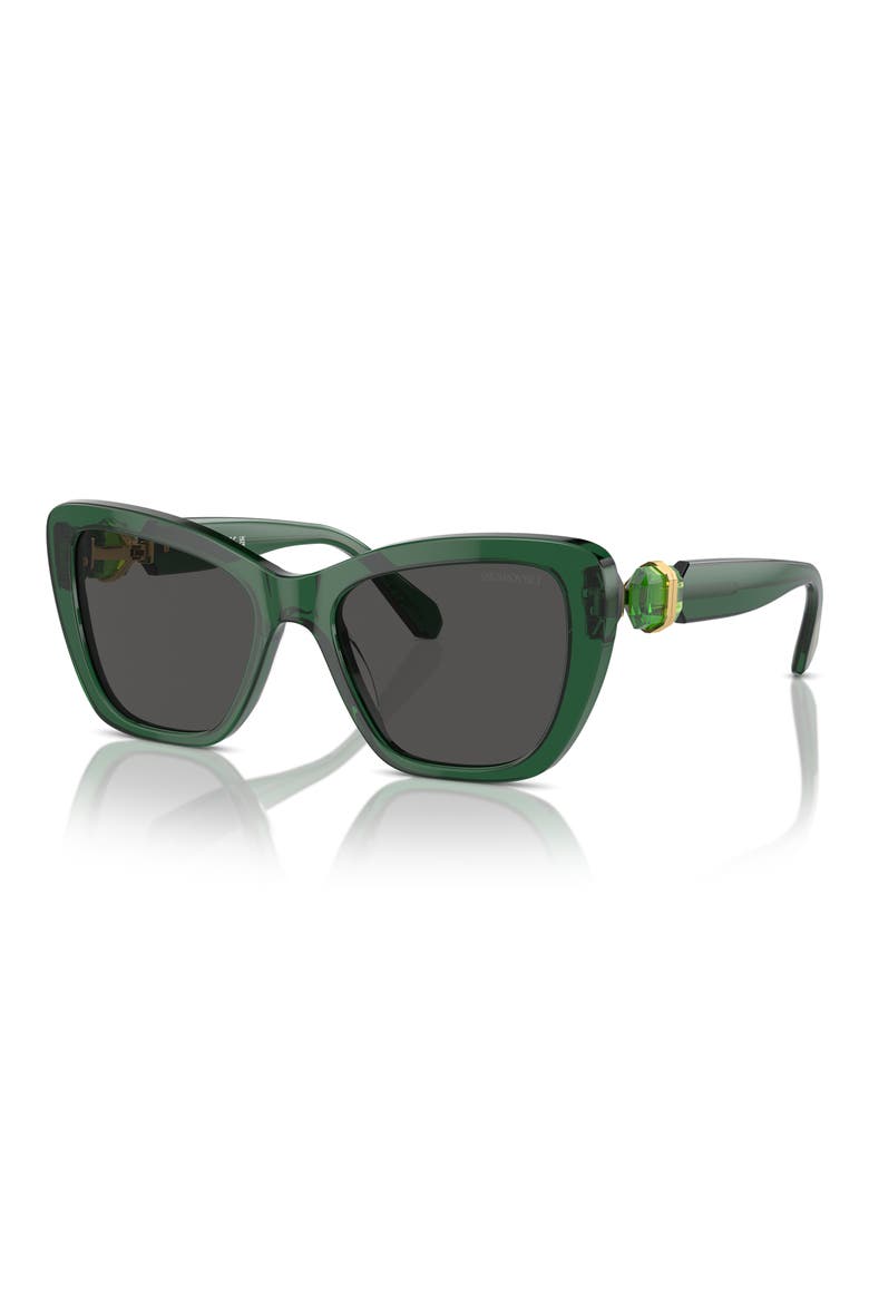 52mm Cat Eye Sunglasses, Alternate, color, DARK GREEN / DARK GREY
