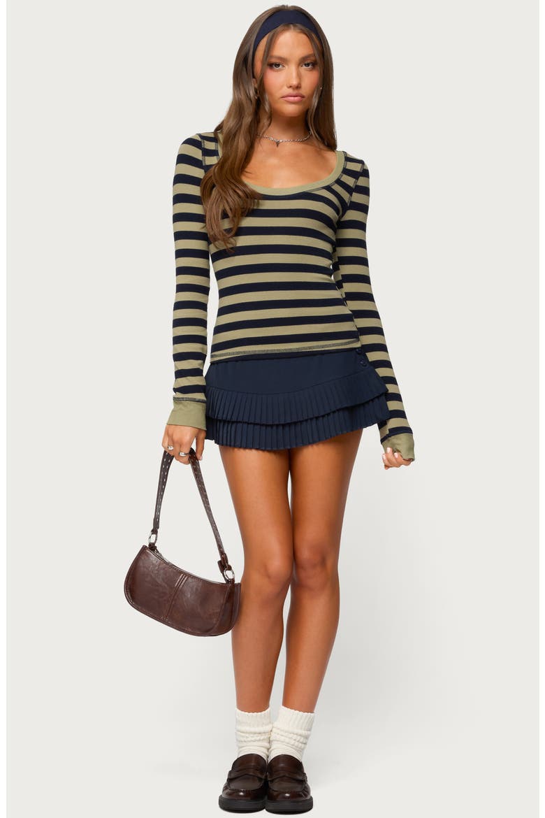 Rainey Stripe Scoop Neck Long Sleeve Knit Top, Alternate, color, OLIVE