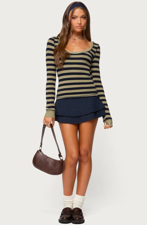 Edikted Rainey Stripe Scoop Neck Long Sleeve Knit Top In Multi