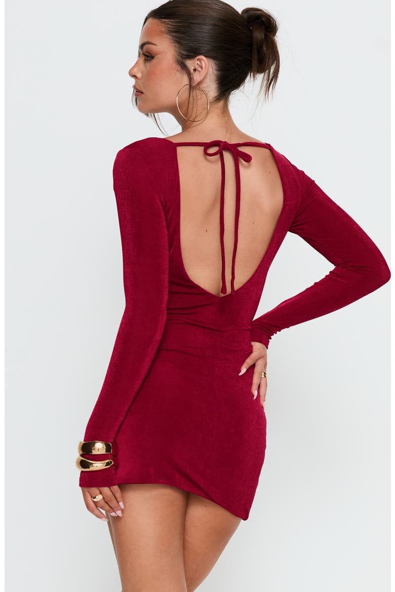 Corynn Long Sleeve Velvet Minidress, Alternate, color, DARK RED