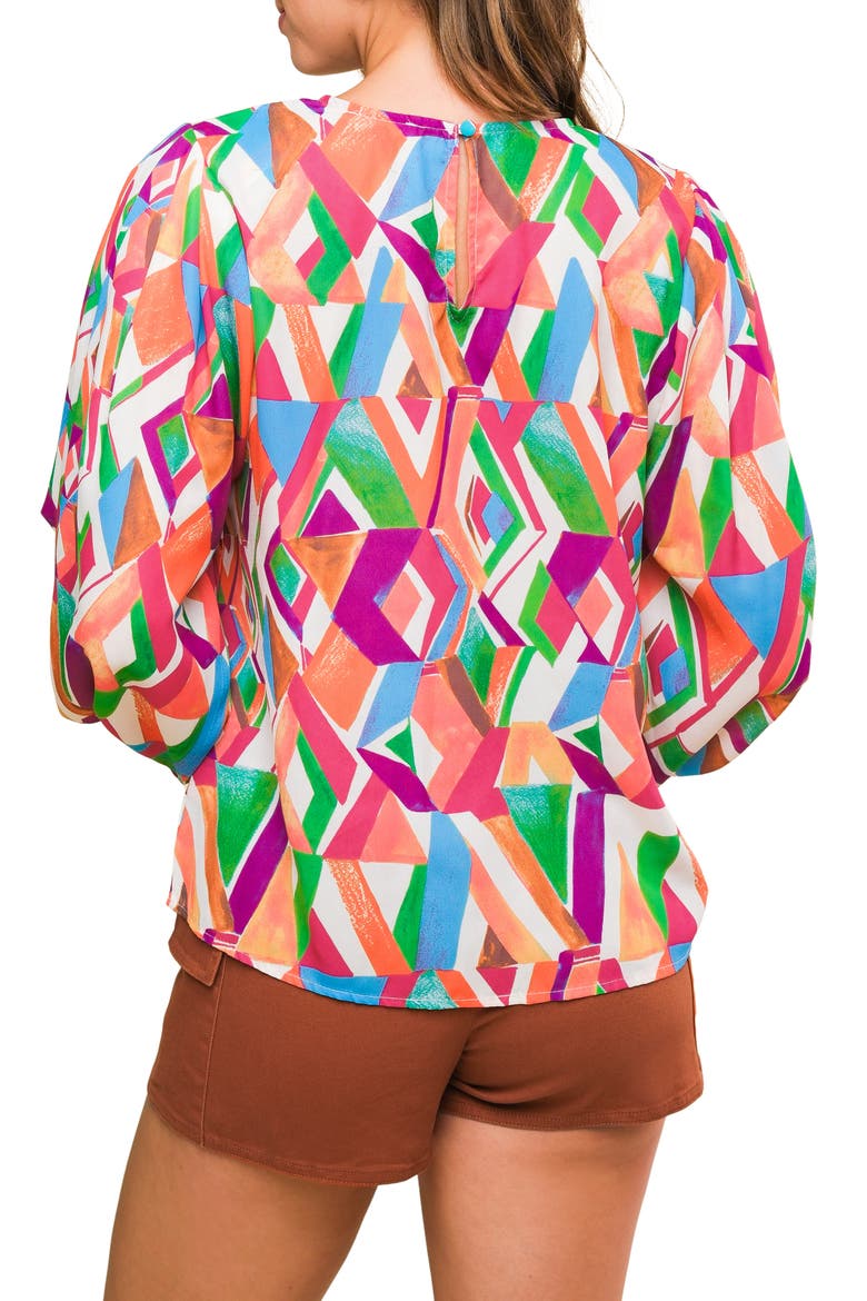 Geometric Print Top, Alternate, color, IVORY
