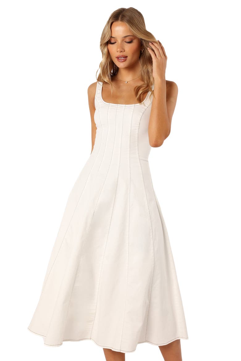 Una Fit & Flare Midi Dress, Alternate, color, WHITE