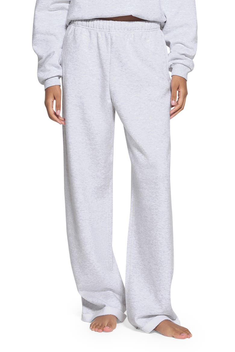 Cotton Blend Fleece Classic Straight Leg Pants, Main, color, LIGHT HEATHER GREY