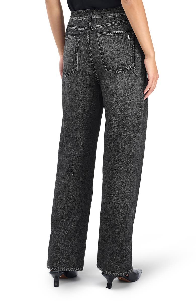 rag & bone Miramar Pull-On Wide Leg Cotton Terry Sweatpant Jeans, Alternate, color, Washed Black