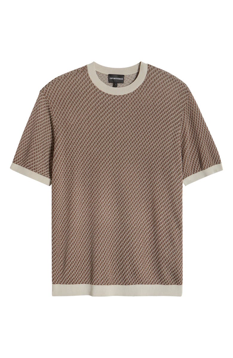 Emporio Armani Short Sleeve Micro Jacquard Cotton & Viscose Crewneck Sweater, Alternate, color, 