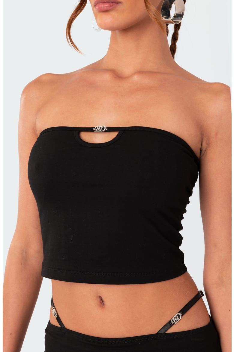 Kenna Cutout Tube Top, Alternate, color, BLACK