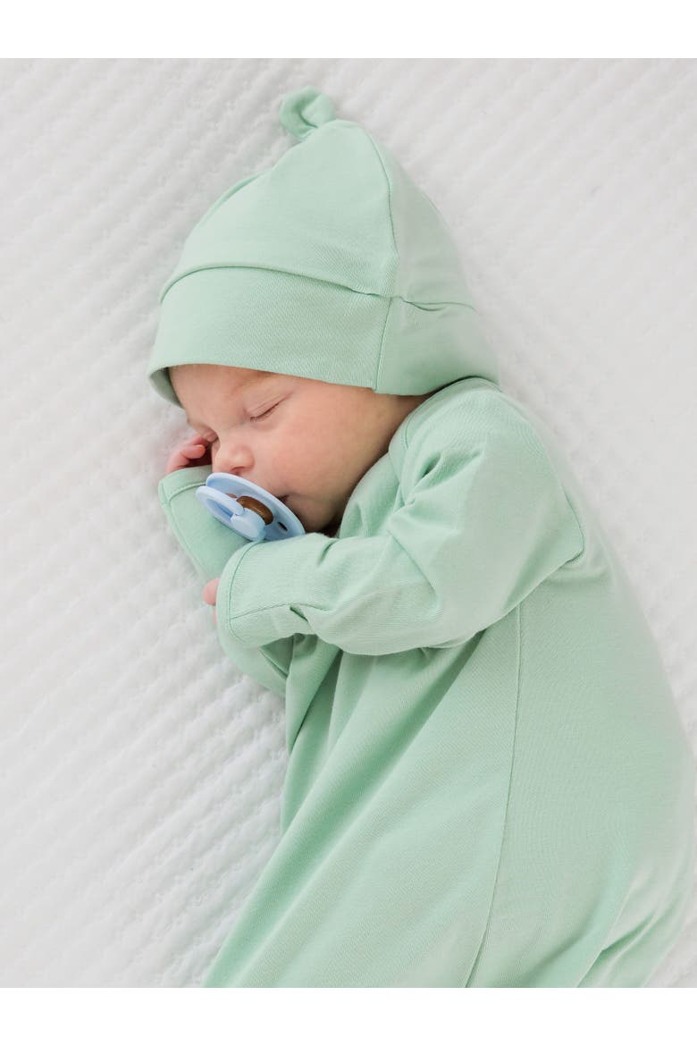 Modal Blend Knotted Sleep Gown & Hat Set, Alternate, color, Sage