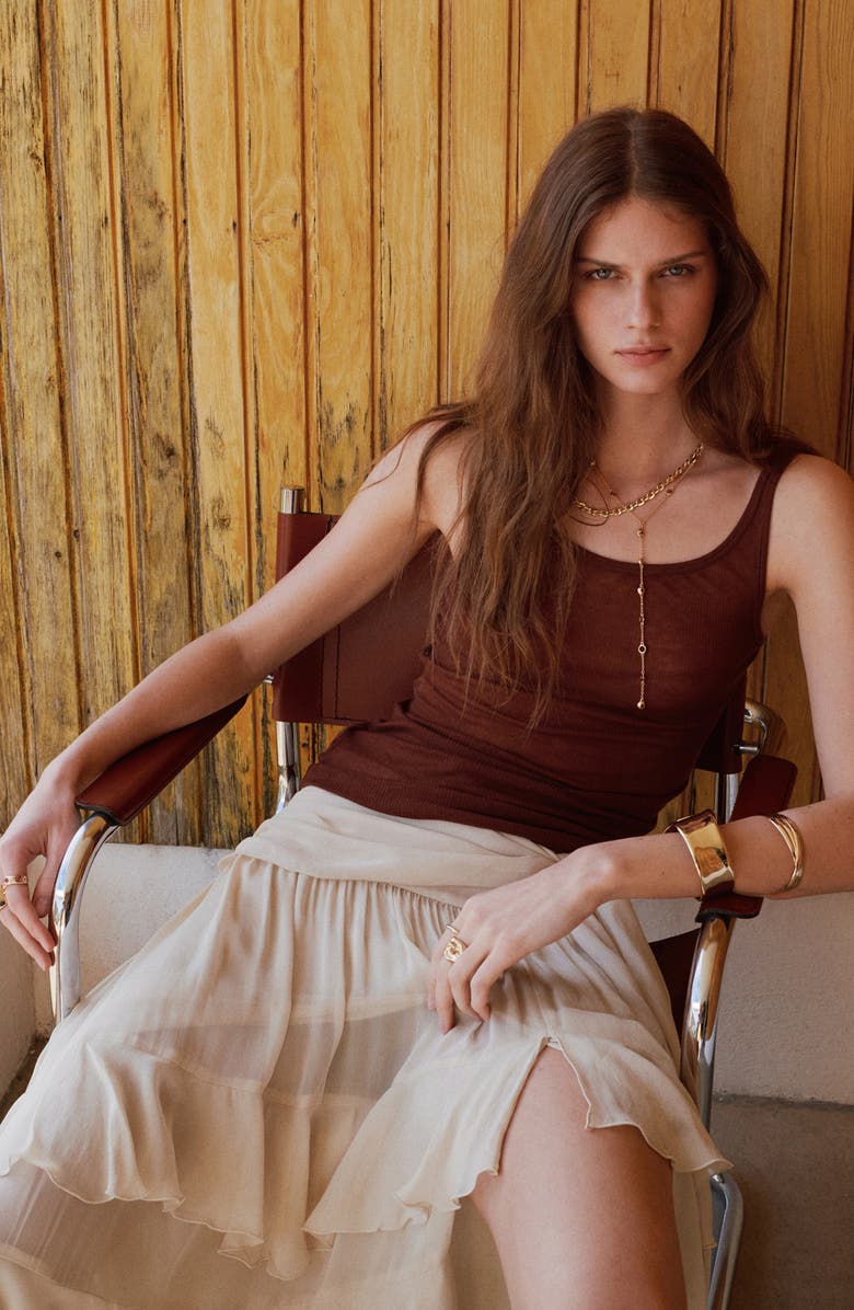 MANGO Tiered Maxi Skirt, Alternate, color,