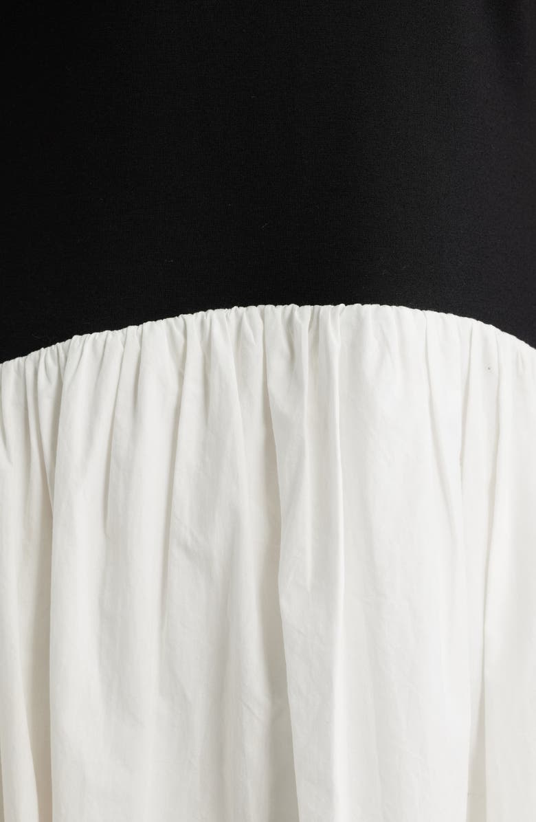 French Connection Mixed Media Ponte & Poplin Maxi Dress, Alternate, color, Black-Summer White