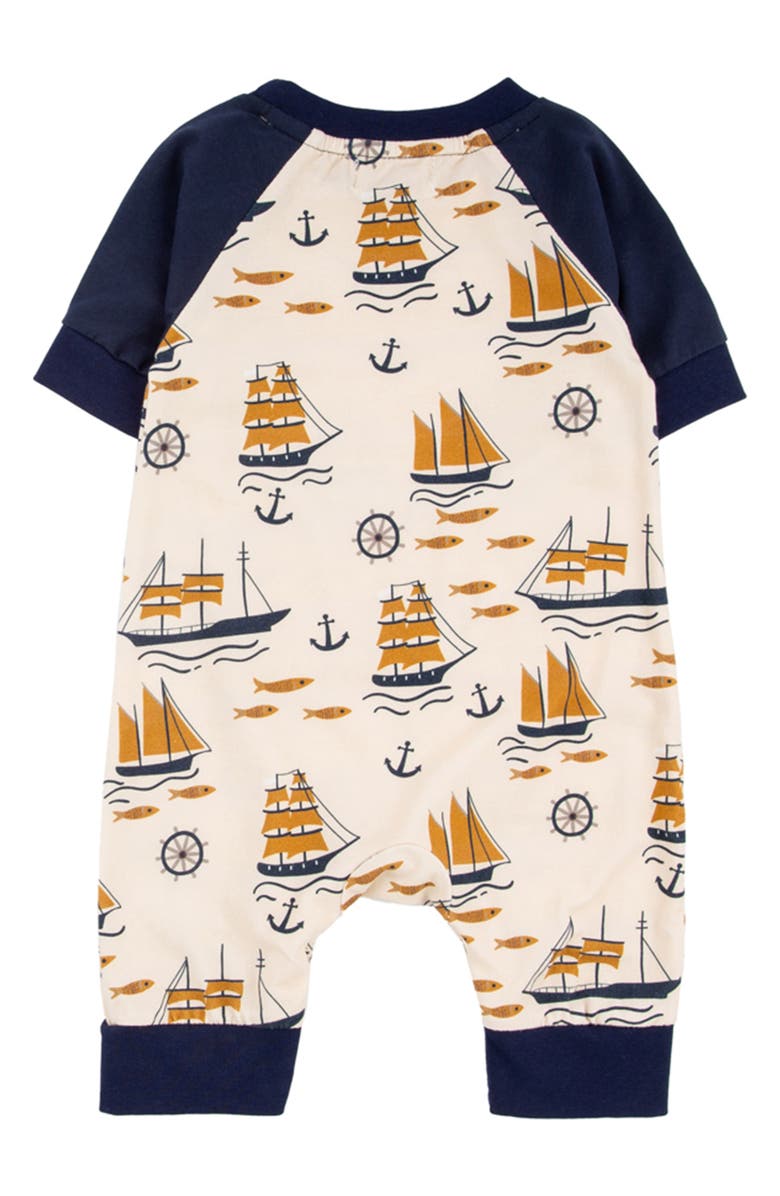 Miki Miette Henry Ships Colorblock Cotton Jersey Romper, Alternate, color, 