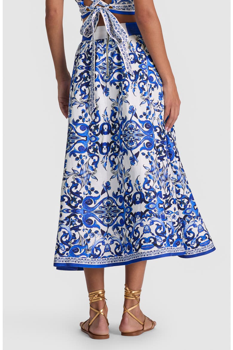 Earla High Waist Linen Blend Midi Skirt, Alternate, color, SOLSTICE
